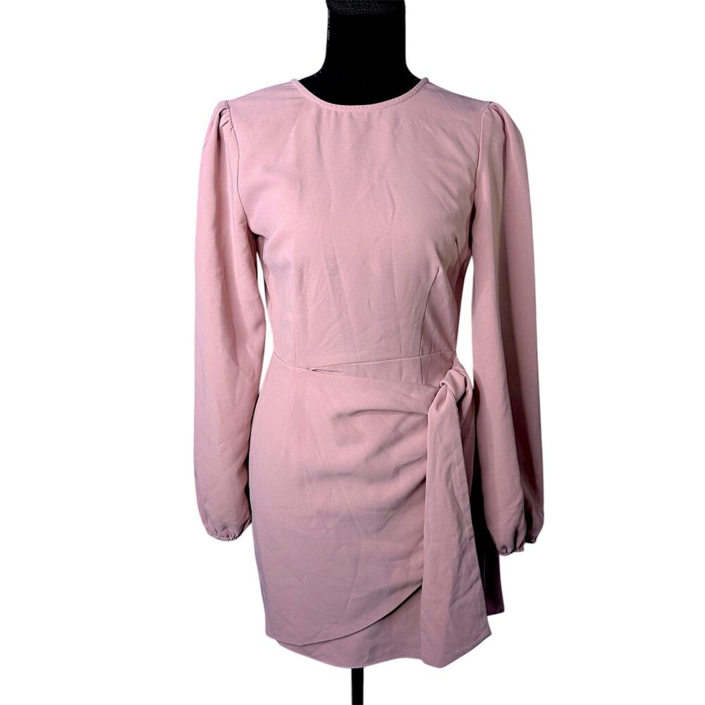Lulus Womens Believe It or Knot Rose Pink Dress XXS Coquette‎ Puff Sleeve Pastel